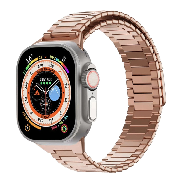 For Apple Watch Ultra 49mm Bamboo Magnetic Stainless Steel Metal Watch Strap(Rose Gold) by buy2fix