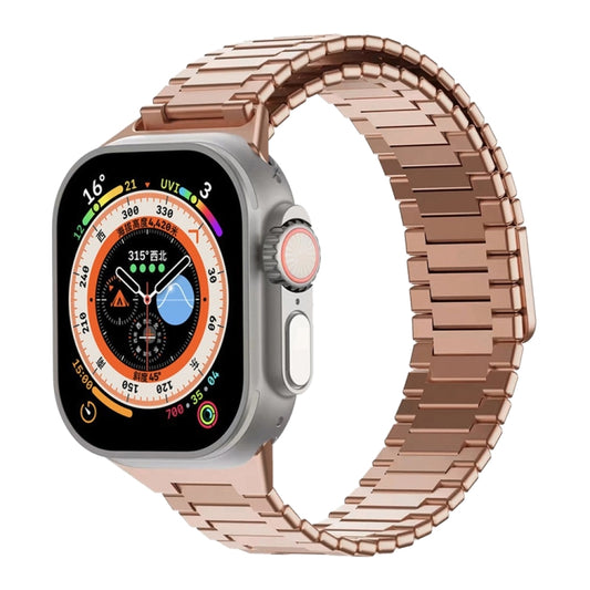 For Apple Watch Ultra 49mm Bamboo Magnetic Stainless Steel Metal Watch Strap(Rose Gold) by buy2fix