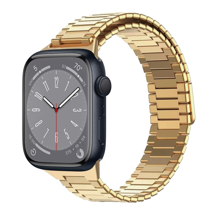 For Apple Watch Series 8 41mm Bamboo Magnetic Stainless Steel Metal Watch Strap(Gold) by buy2fix