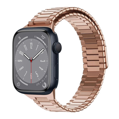 For Apple Watch Series 8 41mm Bamboo Magnetic Stainless Steel Metal Watch Strap(Rose Gold) by buy2fix