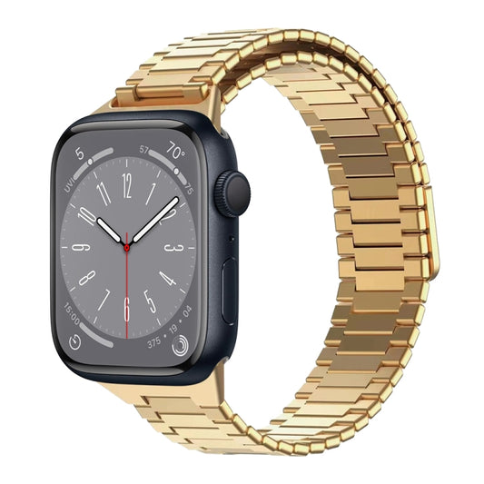 For Apple Watch Series 8 45mm Bamboo Magnetic Stainless Steel Metal Watch Strap(Gold) by buy2fix