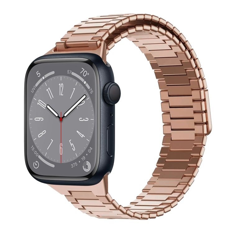 For Apple Watch Series 8 45mm Bamboo Magnetic Stainless Steel Metal Watch Strap(Rose Gold) by buy2fix