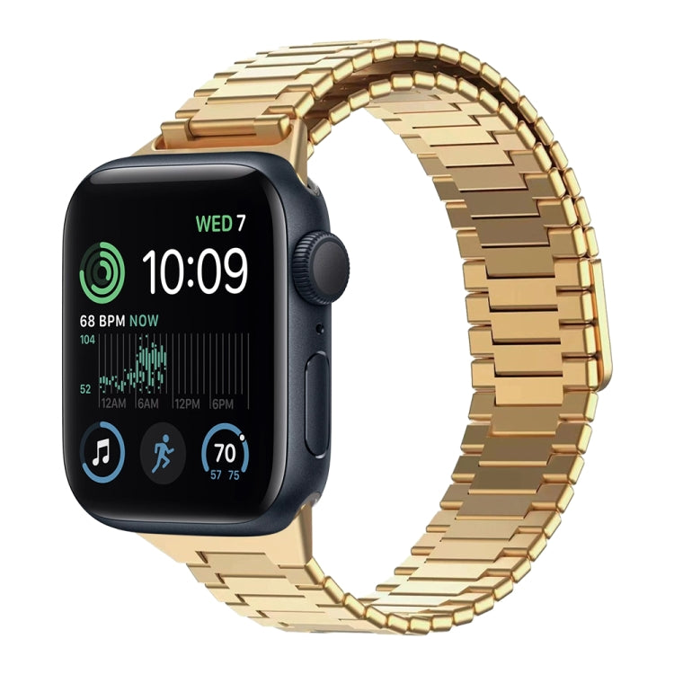 For Apple Watch SE 2022 44mm Bamboo Magnetic Stainless Steel Metal Watch Strap(Gold) by buy2fix