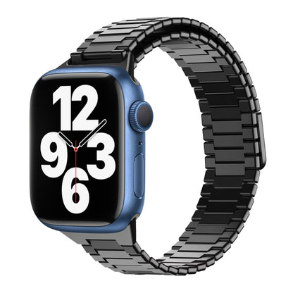 For Apple Watch Series 7 41mm Bamboo Magnetic Stainless Steel Metal Watch Strap(Black) by buy2fix
