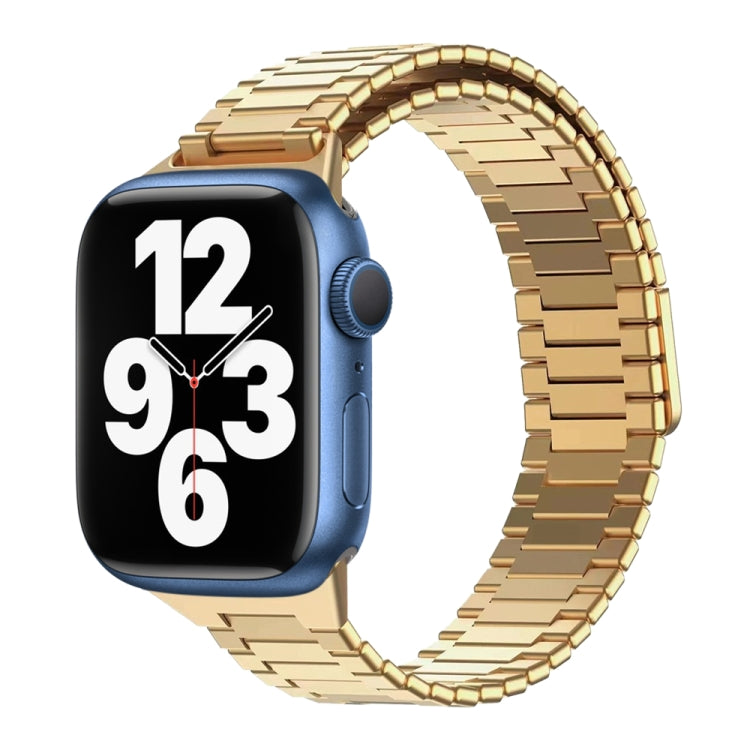 For Apple Watch Series 7 41mm Bamboo Magnetic Stainless Steel Metal Watch Strap(Gold) by buy2fix