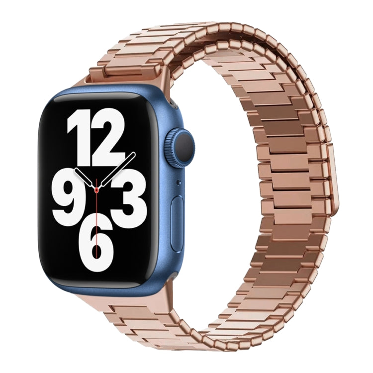 For Apple Watch Series 7 41mm Bamboo Magnetic Stainless Steel Metal Watch Strap(Rose Gold) by buy2fix