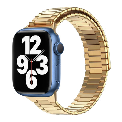 For Apple Watch Series 7 45mm Bamboo Magnetic Stainless Steel Metal Watch Strap(Gold) by buy2fix