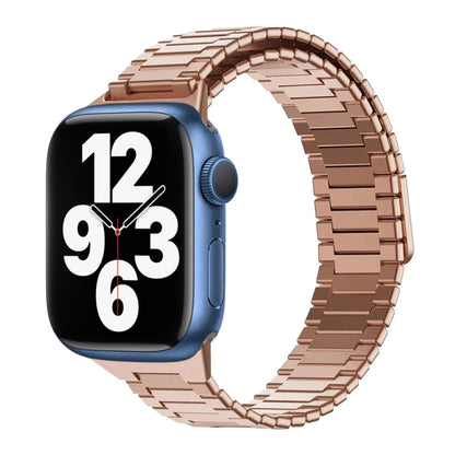 For Apple Watch Series 7 45mm Bamboo Magnetic Stainless Steel Metal Watch Strap(Rose Gold) by buy2fix