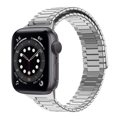 For Apple Watch Series 6 40mm Bamboo Magnetic Stainless Steel Metal Watch Strap(Silver) by buy2fix