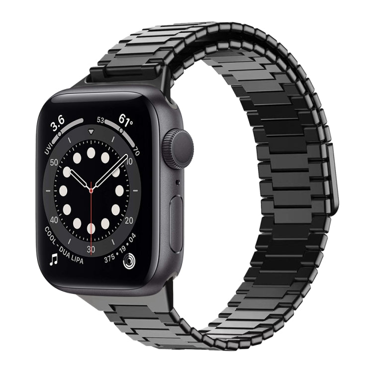 For Apple Watch Series 6 40mm Bamboo Magnetic Stainless Steel Metal Watch Strap(Black) by buy2fix