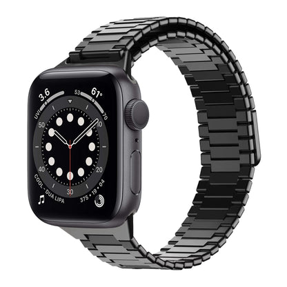 For Apple Watch Series 6 40mm Bamboo Magnetic Stainless Steel Metal Watch Strap(Black) by buy2fix