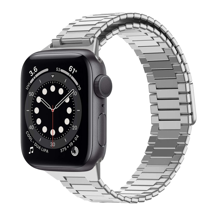 For Apple Watch Series 6 44mm Bamboo Magnetic Stainless Steel Metal Watch Strap(Silver) by buy2fix