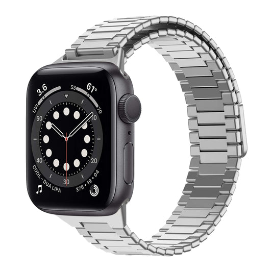 For Apple Watch Series 6 44mm Bamboo Magnetic Stainless Steel Metal Watch Strap(Silver) by buy2fix