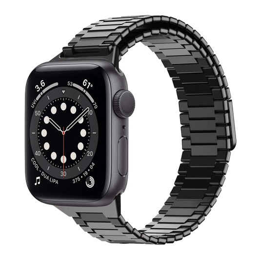 For Apple Watch Series 6 44mm Bamboo Magnetic Stainless Steel Metal Watch Strap(Black) by buy2fix
