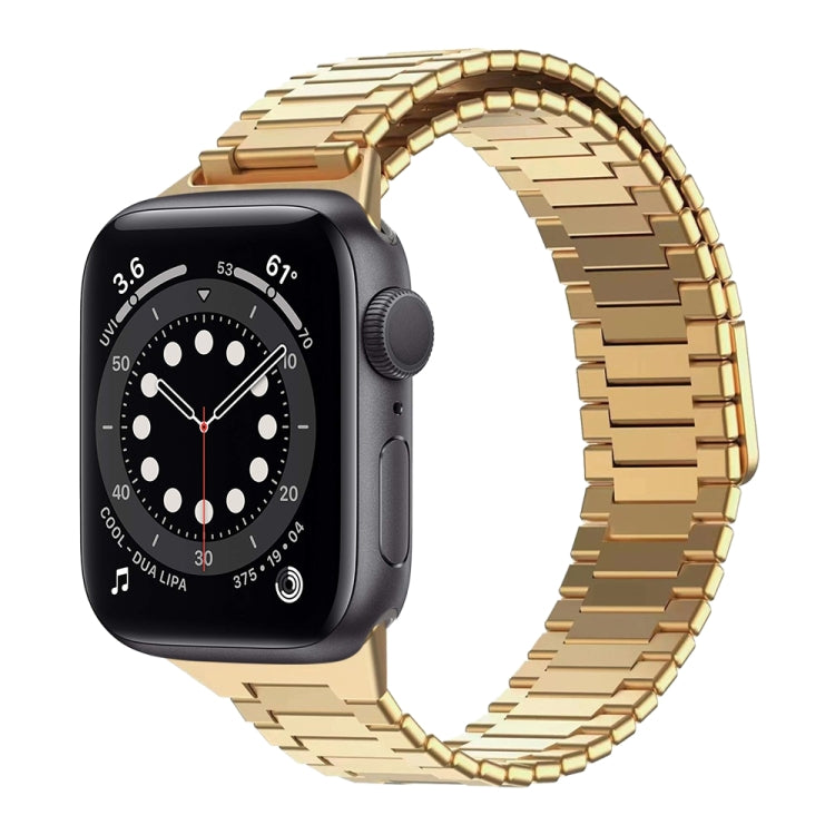 For Apple Watch Series 6 44mm Bamboo Magnetic Stainless Steel Metal Watch Strap(Gold) by buy2fix