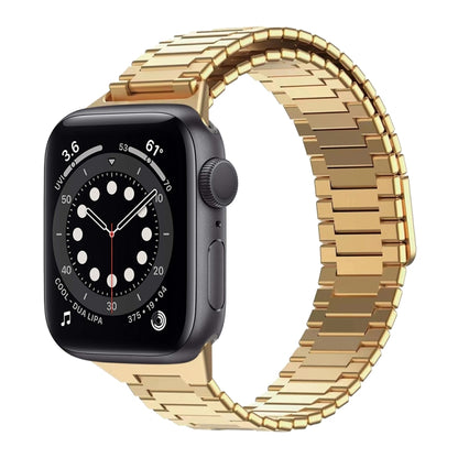 For Apple Watch Series 6 44mm Bamboo Magnetic Stainless Steel Metal Watch Strap(Gold) by buy2fix