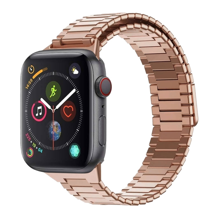 For Apple Watch Series 4 44mm Bamboo Magnetic Stainless Steel Metal Watch Strap(Rose Gold) by buy2fix