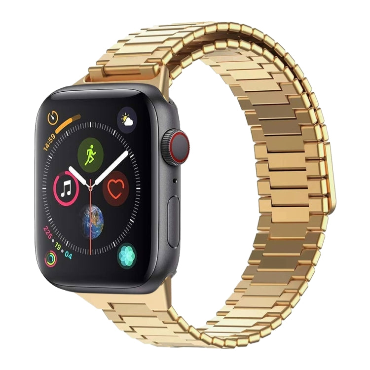 For Apple Watch Series 4 40mm Bamboo Magnetic Stainless Steel Metal Watch Strap(Gold) by buy2fix