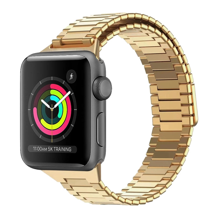 For Apple Watch Series 3 38mm Bamboo Magnetic Stainless Steel Metal Watch Strap(Gold) by buy2fix
