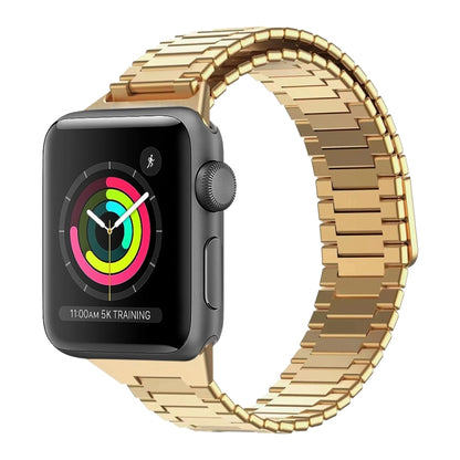 For Apple Watch Series 3 38mm Bamboo Magnetic Stainless Steel Metal Watch Strap(Gold) by buy2fix