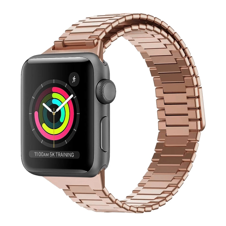 For Apple Watch Series 3 38mm Bamboo Magnetic Stainless Steel Metal Watch Strap(Rose Gold) by buy2fix