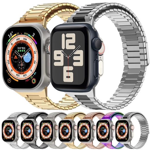 For Apple Watch Ultra 2 49mm Bamboo Magnetic Stainless Steel Metal Watch Strap(Silver Black) - Watch Bands by buy2fix | Online Shopping UK | buy2fix