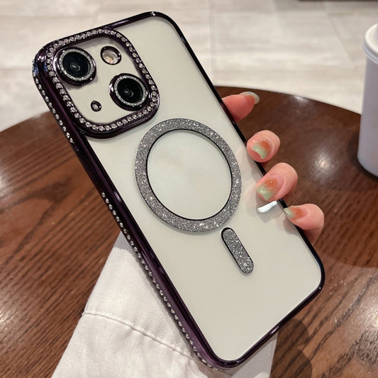 For iPhone 15 Diamond Plated MagSafe TPU Phone Case(Purple) - iPhone 15 Cases by buy2fix | Online Shopping UK | buy2fix