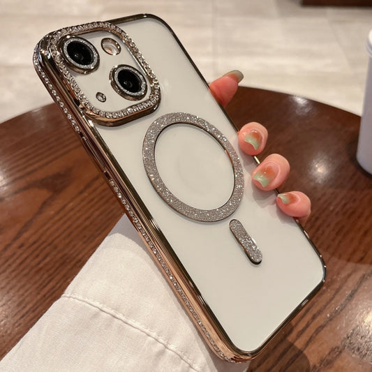 For iPhone 15 Diamond Plated MagSafe TPU Phone Case(Gold) - iPhone 15 Cases by buy2fix | Online Shopping UK | buy2fix