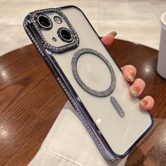 For iPhone 14 Diamond Plated MagSafe TPU Phone Case(Blue) - More iPhone Cases by buy2fix | Online Shopping UK | buy2fix