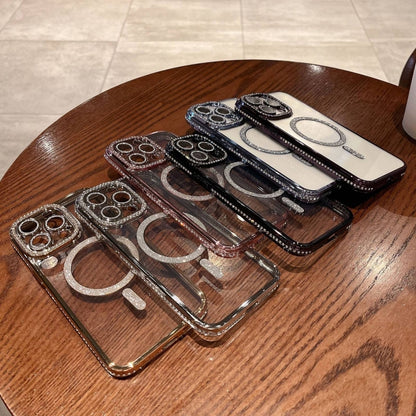 For iPhone 15 Pro Max Diamond Plated MagSafe TPU Phone Case(Pink) - iPhone 15 Pro Max Cases by buy2fix | Online Shopping UK | buy2fix