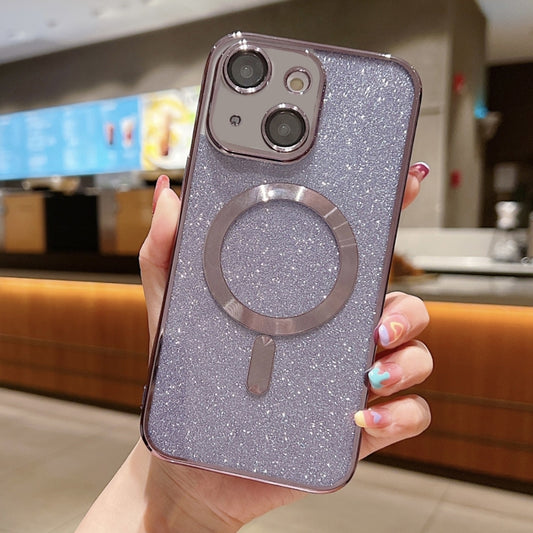 For iPhone 15 Glitter Electroplating MagSafe TPU Phone Case(Purple) - iPhone 15 Cases by buy2fix | Online Shopping UK | buy2fix