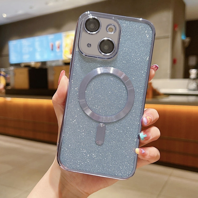 For iPhone 14 Glitter Electroplating MagSafe TPU Phone Case(Blue) by buy2fix