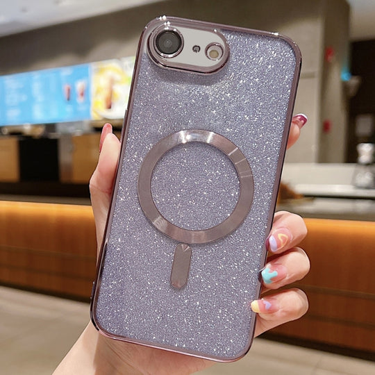 For iPhone SE 2022 / 7 / 8 Glitter Electroplating MagSafe TPU Phone Case(Purple)