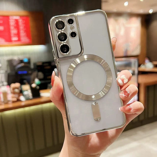 For Samsung Galaxy S23 Ultra 5G MagSafe Electroplating TPU Phone Case(Silver) - Galaxy S23 Ultra 5G Cases by buy2fix | Online Shopping UK | buy2fix