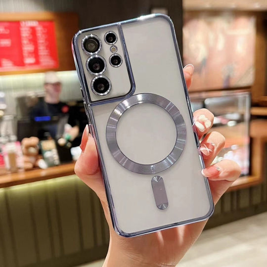 For Samsung Galaxy S23 Ultra 5G MagSafe Electroplating TPU Phone Case(Sierra Blue)