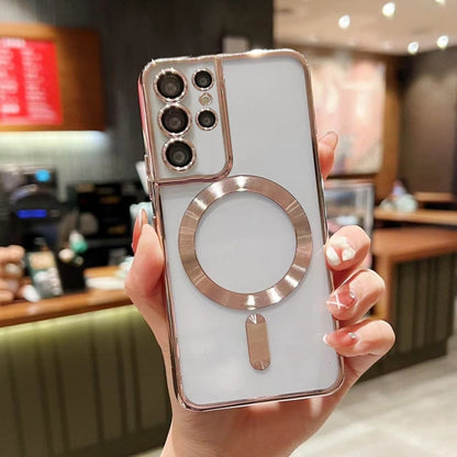 For Samsung Galaxy S22 Ultra 5G MagSafe Electroplating TPU Phone Case(Rose  Gold) - Galaxy S22 Ultra 5G Cases by buy2fix | Online Shopping UK | buy2fix
