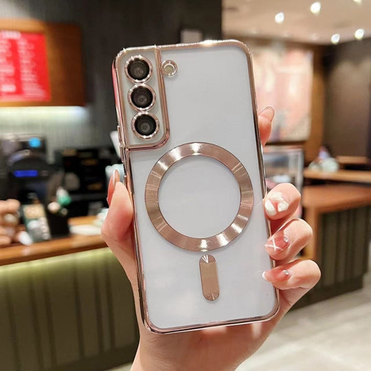 For Samsung Galaxy S21 5G MagSafe Electroplating TPU Phone Case(Rose  Gold)