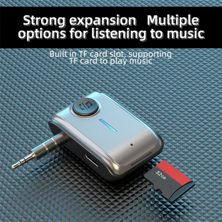 With Type-C Input TF Card Slot Hands-Free AUX Car Bluetooth Receiver - Bluetooth Car Kits by buy2fix | Online Shopping UK | buy2fix