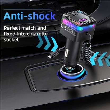 With Spring Type-C Cable USB + Type-C PD 30W Phone Fast Charging Adapter Car Charger - Car Charger by buy2fix | Online Shopping UK | buy2fix