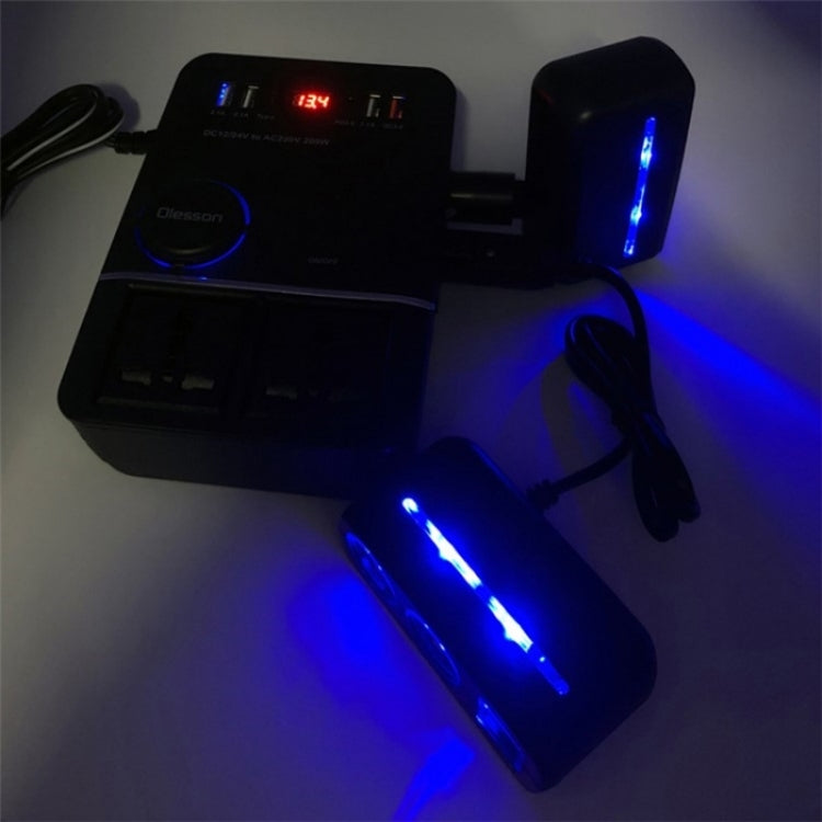 USB+Type-C to 220V QC3.0 200W Power Socket Cigarette Lighter Car Power Inverter by buy2fix