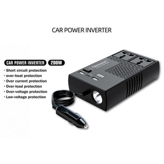 12V to 220V Car High-Power 200W Power Socket Car Charger Cigarette Lighter Car Inverter - Car Charger by buy2fix | Online Shopping UK | buy2fix