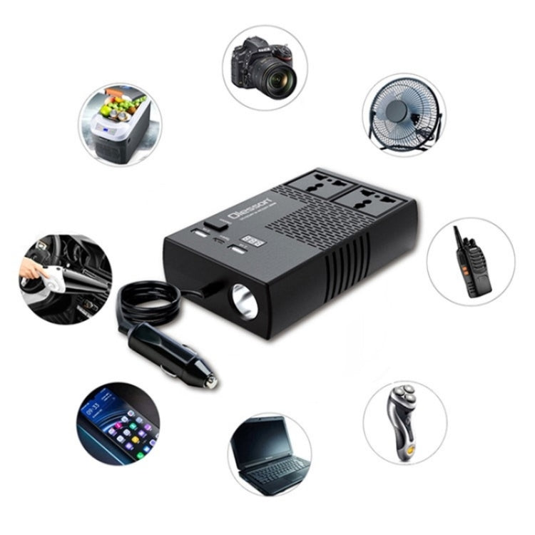 12V to 220V Car High-Power 200W Power Socket Car Charger Cigarette Lighter Car Inverter - Car Charger by buy2fix | Online Shopping UK | buy2fix