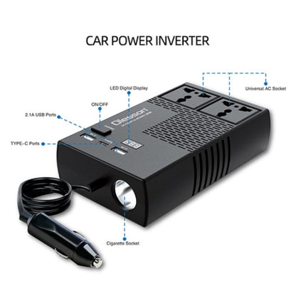 12V to 220V Car High-Power 200W Power Socket Car Charger Cigarette Lighter Car Inverter - Car Charger by buy2fix | Online Shopping UK | buy2fix