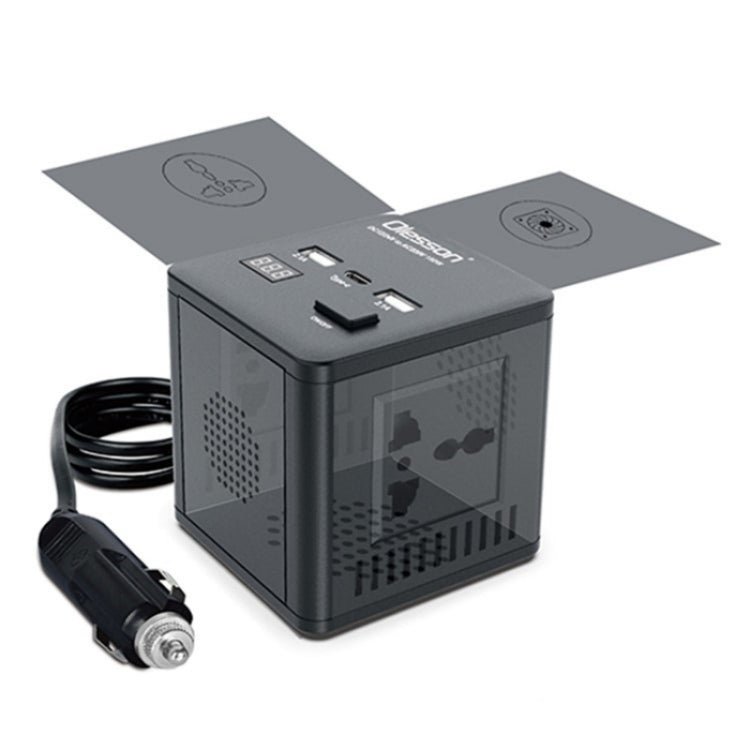 With LED Digital Display Car Power Inverter 150W Power Socket 2Type-C+2USB Car Charger - Car Charger by buy2fix | Online Shopping UK | buy2fix