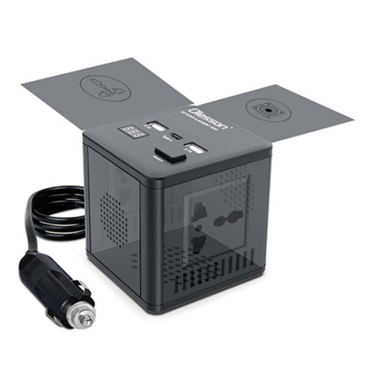 With LED Digital Display Car Power Inverter 150W Power Socket 2Type-C+2USB Car Charger - Car Charger by buy2fix | Online Shopping UK | buy2fix