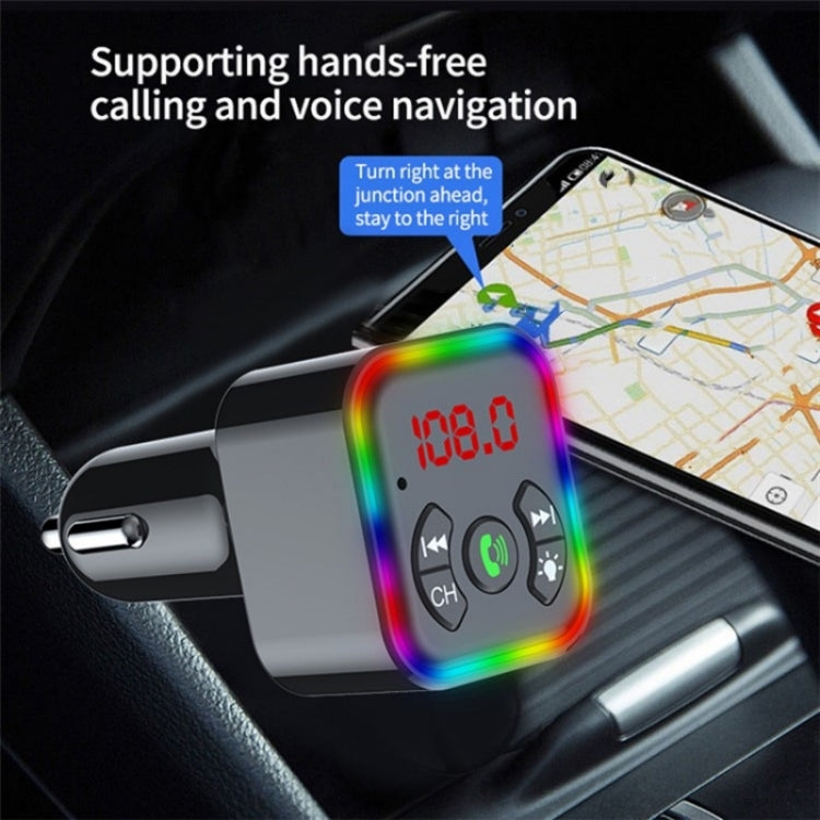 Colorful light Car Hands-free Call Bluetooth Receiver Support U Disk MP3 Player - Bluetooth Car Kits by buy2fix | Online Shopping UK | buy2fix