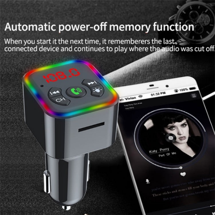 Colorful light Car Hands-free Call Bluetooth Receiver Support U Disk MP3 Player - Bluetooth Car Kits by buy2fix | Online Shopping UK | buy2fix