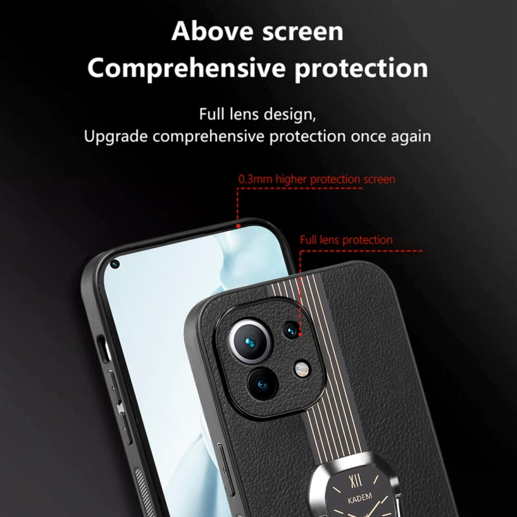 For Xiaomi Mi 11 Lite Magnetic Litchi Leather Back Phone Case with Holder(Orange) - Xiaomi Cases by buy2fix | Online Shopping UK | buy2fix