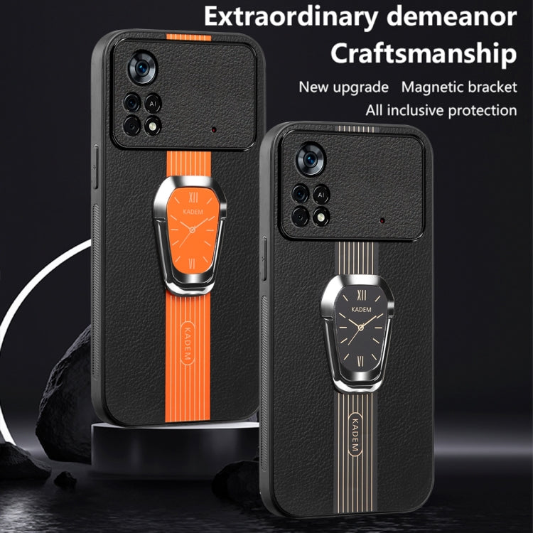 For Xiaomi Poco X4 Pro 5G Magnetic Litchi Leather Back Phone Case with Holder(Green) - Xiaomi Cases by buy2fix | Online Shopping UK | buy2fix
