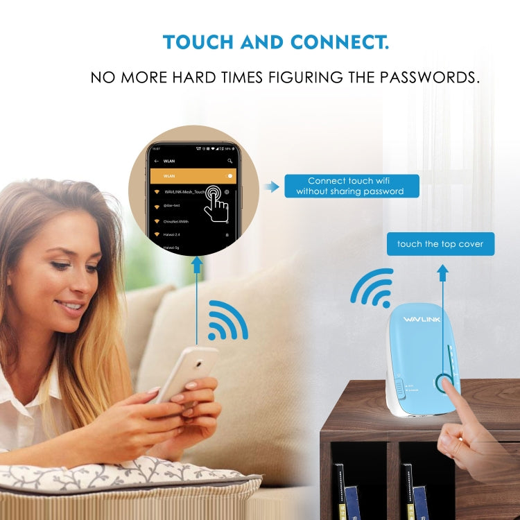 WAVLINK WN576K2 AC1200 Household WiFi Router Network Extender Dual Band Wireless Repeater, Plug:UK Plug (White) by WAVLINK